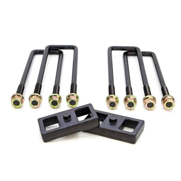 ReadyLift Rear Block Kit 1 in. Cast Iron Blocks Incl. Integrated Locating Pin E-Coated U-Bolts Nuts/Washers For Use w/Factory Top Overloads - 66-3121