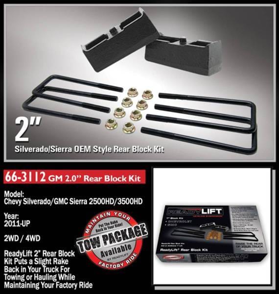 ReadyLift Rear Block Kit 2 in. Cast Iron Blocks Incl. Integrated Locating Pin E-Coated U-Bolts Nuts/Washers - 66-3112 thumbnail 2