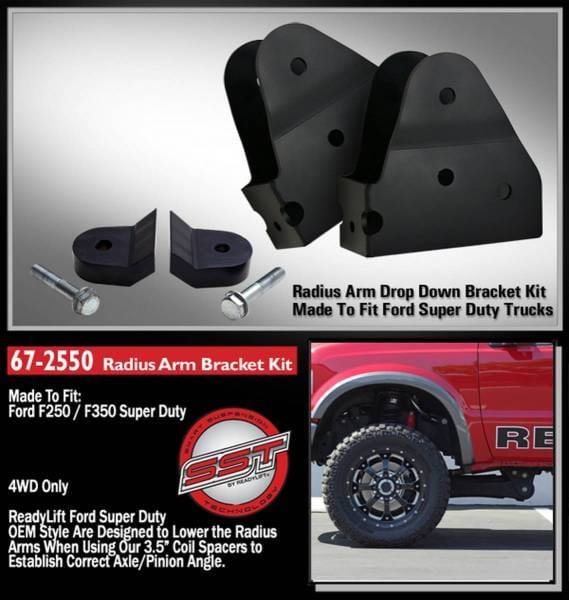 ReadyLift Radius Arm Bracket Kit Lift Height 3.5 in. Incl. Two Brackets Two 1 in. Lower Coil Spring Spacers Hardware And Instructions For Use w/PN[66-2095] - 67-2550 thumbnail 2