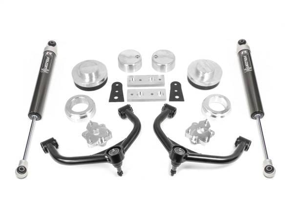 ReadyLift Lift Kit w/Shocks 4 in. Front Strut Extension 2 in. Rear Coil Spacer Tube A-Arm Falcon 1.1 Monotube Rear Shock - 69-10410