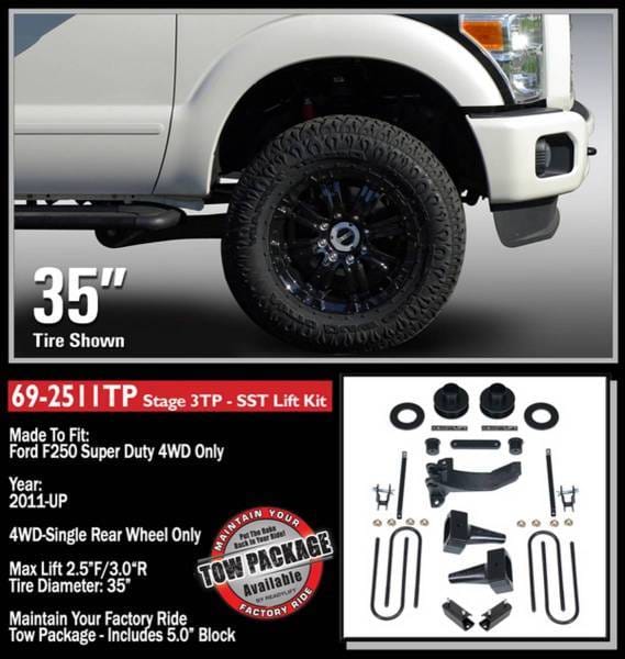 ReadyLift SST® Lift Kit 2.5 in. Front/1-3 in. Rear Lift For 2 Pc. Drive Shaft 5 in. Rear Flat Blocks - 69-2511TP thumbnail 2