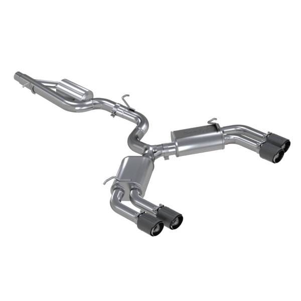 MBRP Exhaust 3in. Cat-BackValve DeleteQuad Split Rear ExitT304CF Tips - S46013CF