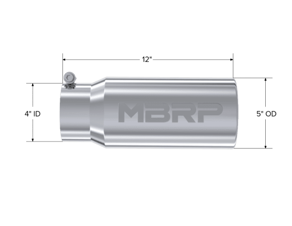 MBRP Exhaust Tip5in. O.D. Rolled Straight 4in. inlet 12in. lengthT304. - T5050 thumbnail 2