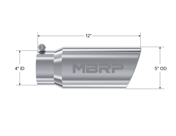 MBRP Exhaust 5" Inlet ODAngled Rolled End4" Inlet ID12" LengthT304 - T5051 thumbnail 2