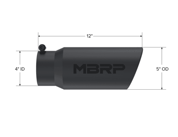 MBRP Exhaust Tip5in. O.D. Angled Rolled End 4in. inlet 12in. LengthBLK - T5051BLK thumbnail 2