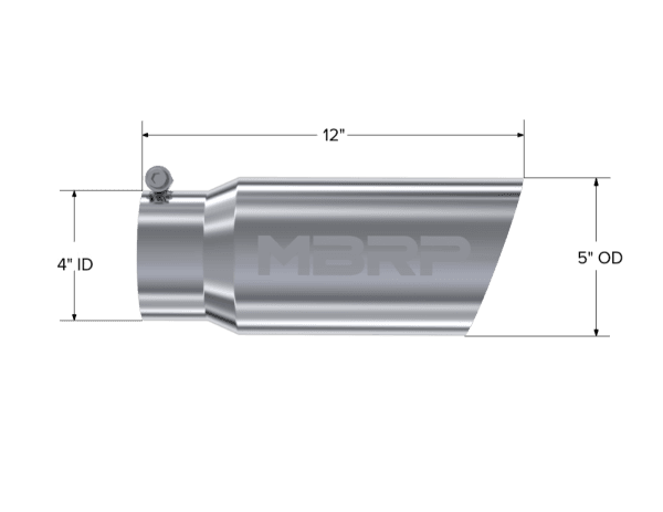 MBRP Exhaust Tip5in. O.D. Angled Single Walled 4in. inlet 12in. lengthT304. - T5052 thumbnail 2
