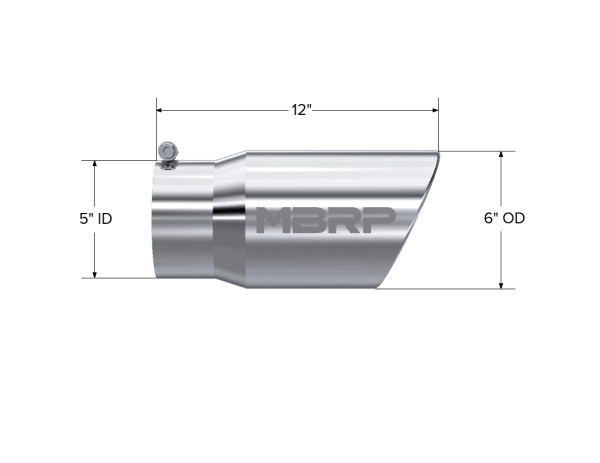 MBRP Exhaust Tip6in. O.D. Angled Rolled End 5in. inlet 12in. lengthT304. - T5075 thumbnail 2