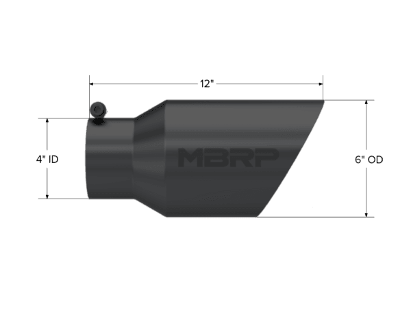 MBRP Exhaust Tip6in. O.D. Dual Wall Angled 4in. inlet 12in. Length. BLK. - T5072BLK thumbnail 2