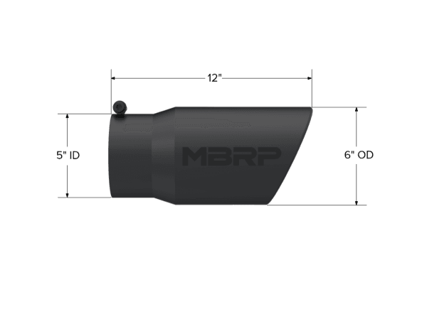 MBRP Exhaust Tip6in. O.D. Angled Rolled End 5in. inlet 12in. lengthBlack Series. - T5075BLK thumbnail 2
