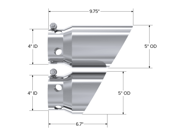 MBRP Exhaust 4in. inlet 5in. Tip Cover Set-6 in. and 9 in. in lengthT304. - T5111 thumbnail 2
