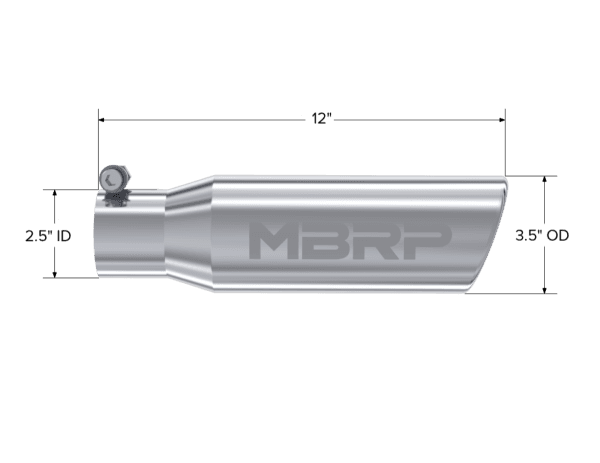 MBRP Exhaust Tip3in. O.D. Angled Rolled End 2in. inlet 10in. lengthT304. - T5113 thumbnail 2