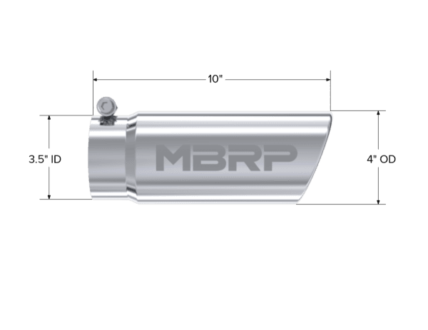 MBRP Exhaust Tip4in. O.D. Angled Rolled End 3in. inlet 10in. lengthT304. - T5112 thumbnail 2