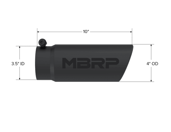 MBRP Exhaust Tip4in. O.D. Angled Rolled End 3in. inlet 10in. LengthBLK. - T5112BLK thumbnail 2