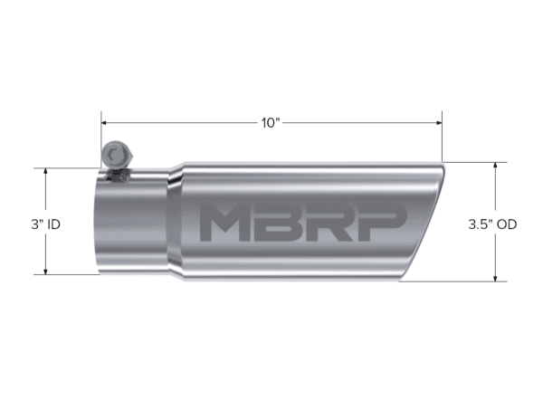 MBRP Exhaust Tip3in. O.D. Angled Rolled End 3in. inlet 10in. lengthT304. - T5115 thumbnail 2