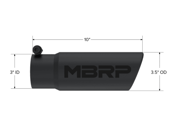 MBRP Exhaust Tip3in. O.D. Angled Rolled End3in. I.D. inlet10in. lengthBLK. - T5115BLK thumbnail 2