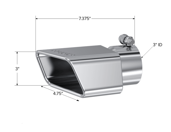 MBRP Exhaust Tip4in.x 2in IDRectangleAngle CutT304 Stainless Steel. - T5120 thumbnail 2