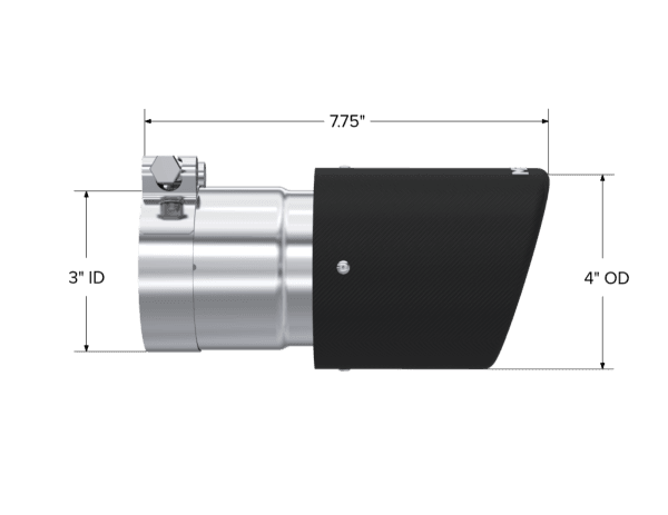 MBRP Exhaust Tip 4in.OD3in. inlet7.7in. LengthT304 - T5122CF thumbnail 2