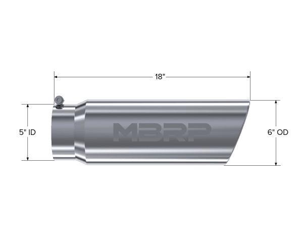 MBRP Exhaust Tip6in. O.D.Angled Rolled End5in. inlet 18in. in length. - T5125 thumbnail 2