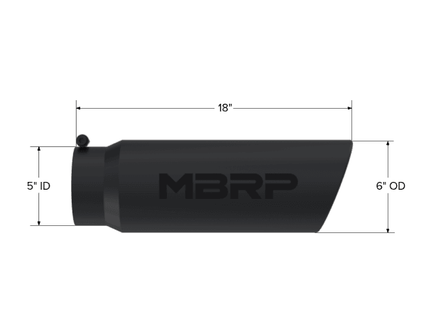 MBRP Exhaust Tip6in. O.D.Angled Rolled End5in. inlet 18in. in lengthBLK. - T5125BLK thumbnail 2