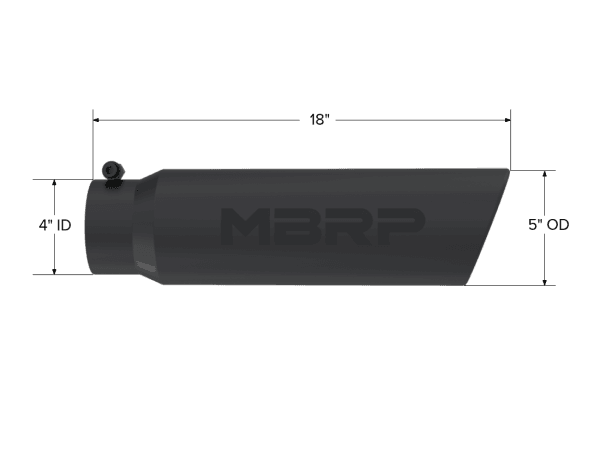 MBRP Exhaust Tip5in. O.D.Angled Rolled End4in. inlet 18in. in lengthBLK. - T5124BLK thumbnail 2