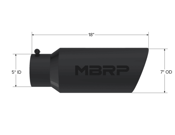 MBRP Exhaust Tip7in. O.D.Rolled End5in. inlet 18in. in lengthBLK. - T5127BLK thumbnail 2