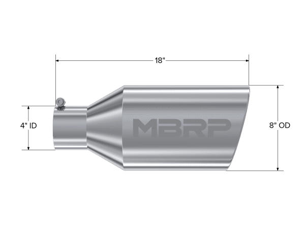 MBRP Exhaust Tip8in. O.D.Rolled End4in. inlet 18in. in lengthT304. - T5128 thumbnail 2