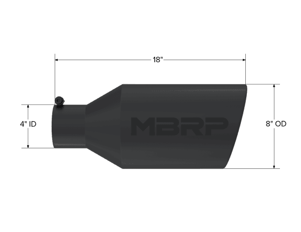 MBRP Exhaust Tip8in. O.D.Rolled End4in. inlet 18in. in lengthBLK. - T5128BLK thumbnail 2