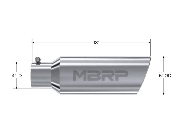MBRP Exhaust Tip6in. O.D.Rolled end4in. inlet 18in. in lengthT304. - T5130 thumbnail 2