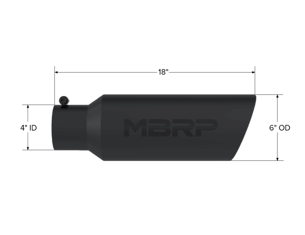 MBRP Exhaust Tip6in. O.D.Rolled end4in. inlet 18in. in lengthBLK - T5130BLK thumbnail 2