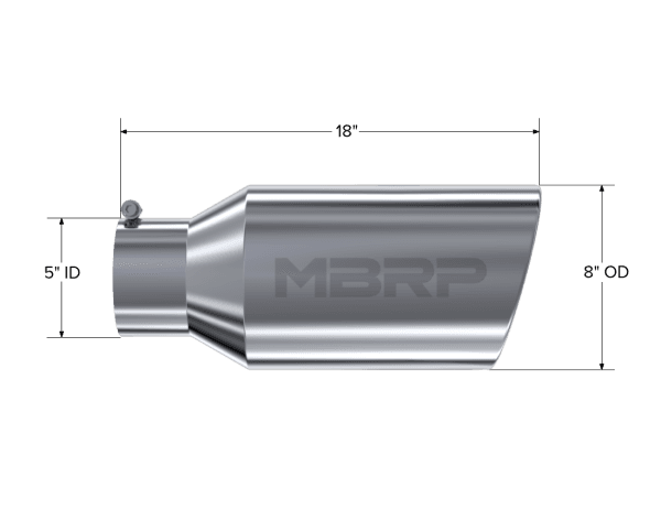 MBRP Exhaust Tip8in. O.D.Rolled End5in. inlet 18in. in lengthT304. - T5129 thumbnail 2