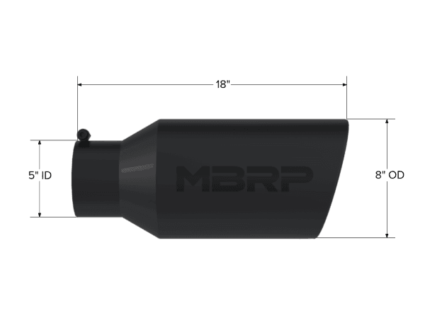 MBRP Exhaust Tip8in. O.D.Rolled End5in. inlet 18in. in lengthBLK. - T5129BLK thumbnail 2