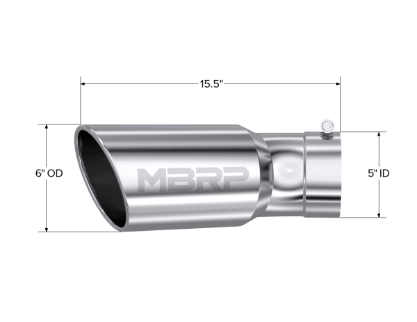 MBRP Exhaust Tip6in OD5in Inlet15.5in Length30° BendT304 - T5154 thumbnail 2