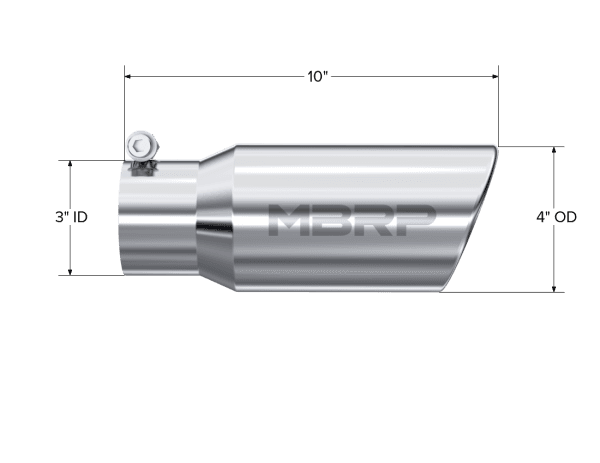 MBRP Exhaust Tip4in OD3in Inlet10in LengthRolled EndT304 - T5155 thumbnail 2