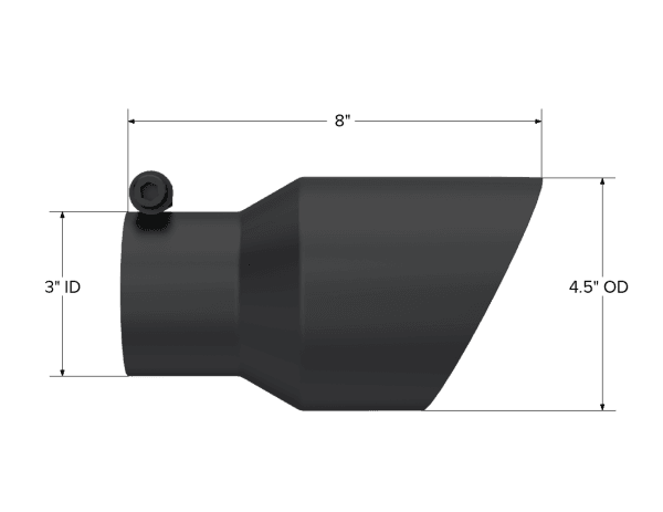 MBRP Exhaust Tip4.5in OD3in Inlet7.7in LengthAngledBLK - T5151BLK thumbnail 2