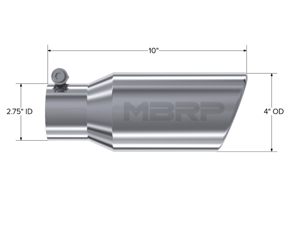 MBRP Exhaust Tip4in. O.D. Angled Rolled End 2 3/4in. inlet 10in. lengthT304. - T5157 thumbnail 2