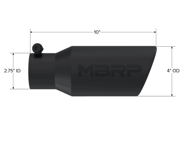 MBRP Exhaust Tip4in. O.D. Angled Rolled End 2 3/4in. inlet 10in. lengthBLK. - T5157BLK thumbnail 2