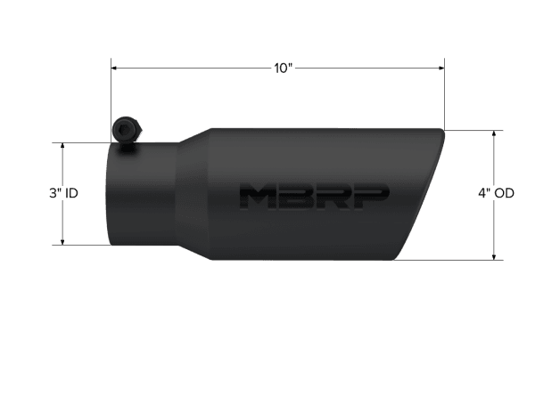 MBRP Exhaust Tip4in. O.D.Angled Rolled End3in. inlet10in. LengthBlack Series. - T5155BLK thumbnail 2