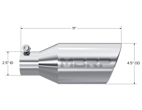 MBRP Exhaust Tip4 1/2in. O.D.SW Angle Rolled End2 1/2in. inlet 11in. in lengthT304. - T5160 thumbnail 2