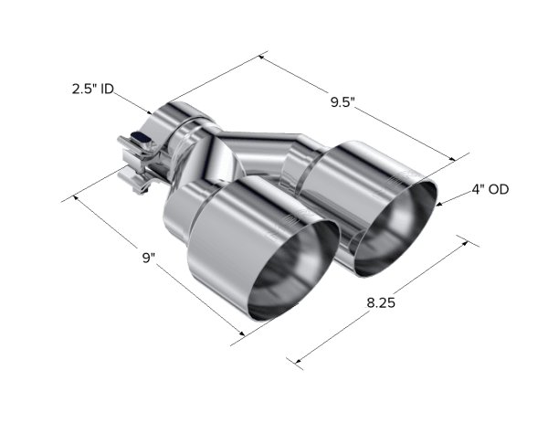 MBRP Exhaust 2.5" Inlet Exhaust Tip. T304 Stainless Steel. - T5178 thumbnail 3