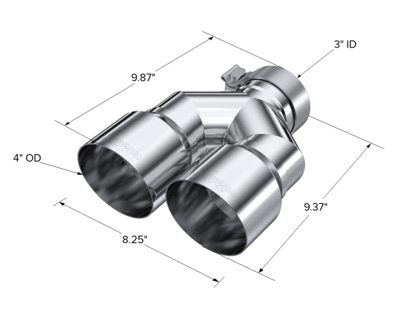 MBRP Exhaust Tip4in. OD Dual Out3in. IDSingle WallT304 - T5182 thumbnail 2
