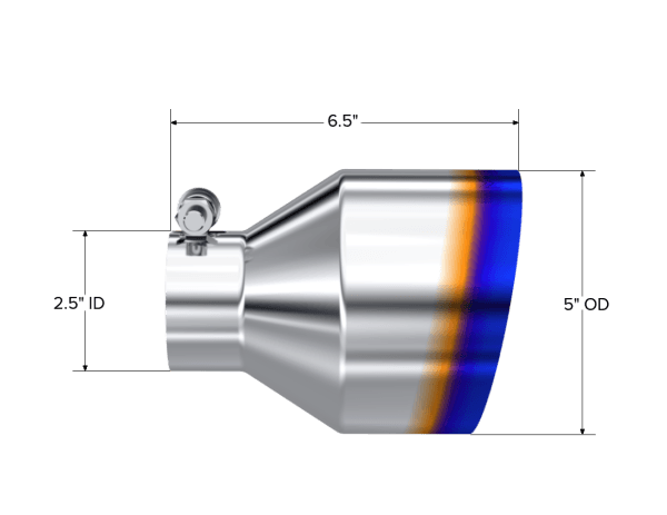 MBRP Exhaust Tip5in. OD Out2.5in. ID6.5in LengthSingle WallBE T304 - T5190BE thumbnail 2
