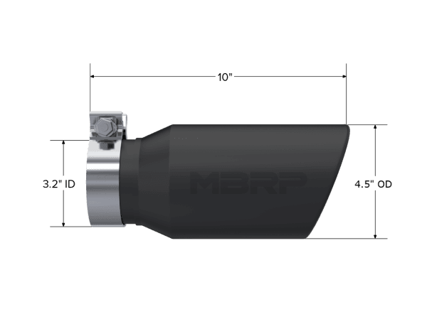 MBRP Exhaust 4.5in. OD3.2in. inlet10in. in lengthBLK. - T5196BLK thumbnail 2